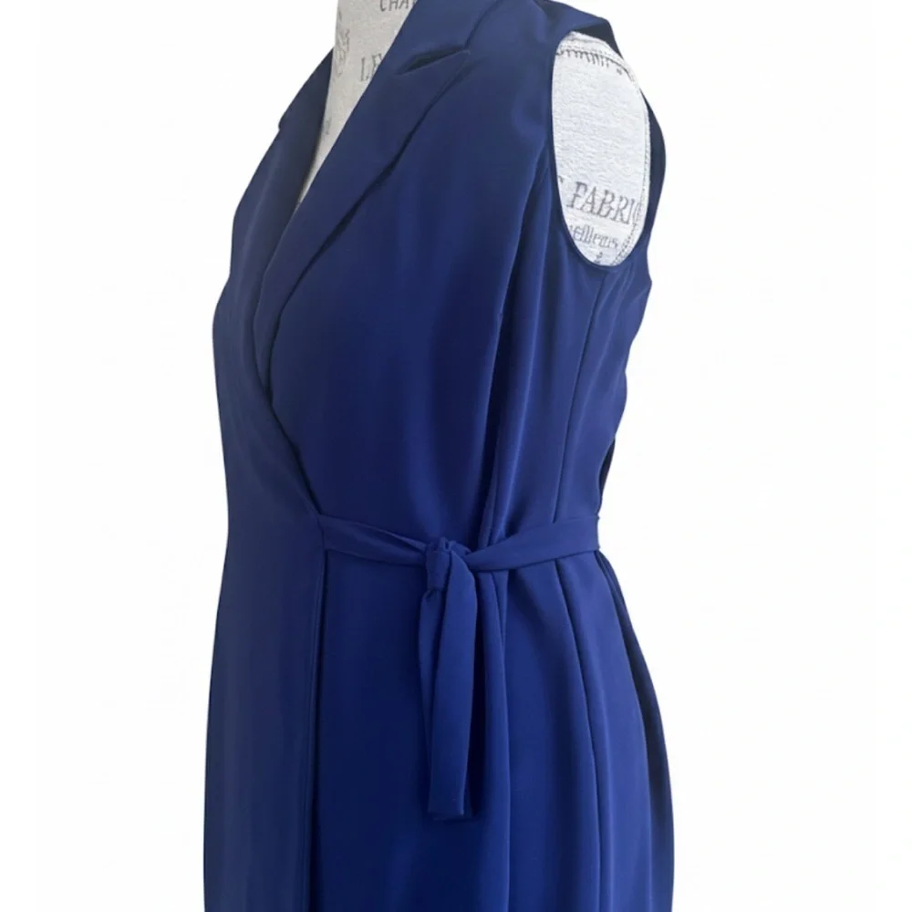 Amanda Uprichard “Montreal” Sleeveless Blue Wrap Dress Small Excellent Condition